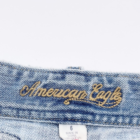 American Eagle Y2K 2000s Distressed Patchwork Denim Micro Mini Skirt Low Rise 6 - Picture 6 of 12
